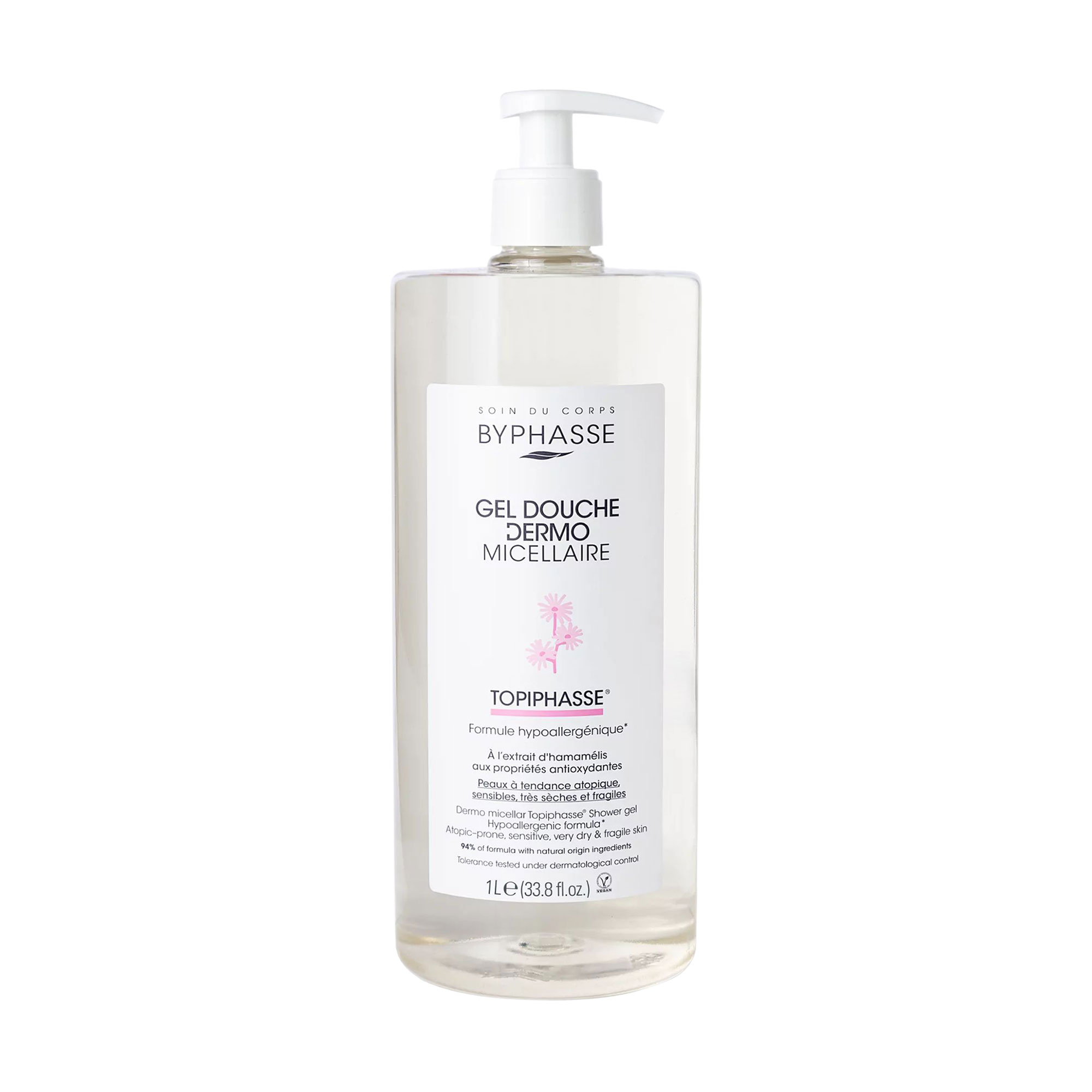 Міцелярний гель для душу Byphasse Topiphasse Dermo Micellar Shower Gel для схильної до атопії шкіри, 1 л